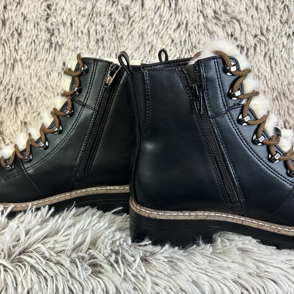A New Day Black Ankle Boots with White Fur Detail *Runs 1/2 size big! - Picture 9 of 11